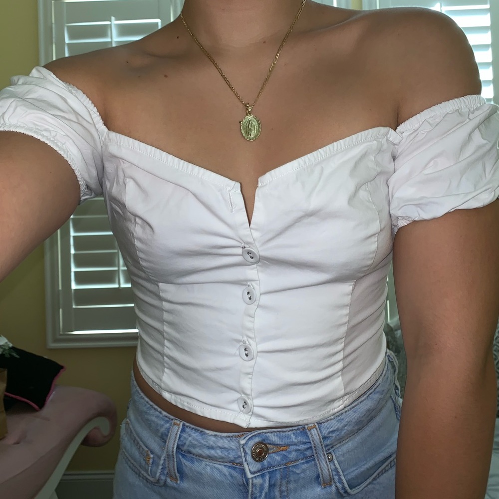 White button up top